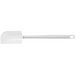 Winco flat blade plastic spatula scraper with white blade and white handle with hanging hole, smallest size
