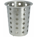 Winco flatware cylinder in perforated stainless steel style with drainage holes and a rolled rim, front view