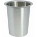 Winco flatware cylinder in solid stainless steel style with brushed finish and a rolled rim, front view