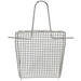 Winco french fry basket divider, stainless steel wire mesh insert with tall loop handle, front view