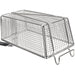 Winco French fry basket, rear view of the chrome plated wire mesh basket with bent wire feet and hooks