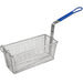 Winco French fry basket with blue coated handle, rectangular chrome plated wire mesh basket, alternate size