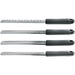 Winco graters with soft grip handles, four fine and zester stainless steel blade styles shown together at an angle