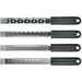 Winco graters with soft grip handles, four stainless steel blade styles with black handles shown stacked side by side