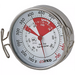 Winco grill surface thermometer with stainless steel frame, large dial and red Fahrenheit and Celsius scale bands