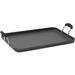 Winco HAG-2012 hard anodized aluminum griddle plate, dark grey flat griddle with black side handles, angled view