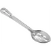 Winco heavy-duty stainless steel slotted basting spoon with wide oval bowl, shortest size option shown