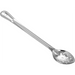 Winco heavy-duty stainless steel perforated basting spoon in a longer size with narrow drain-hole bowl