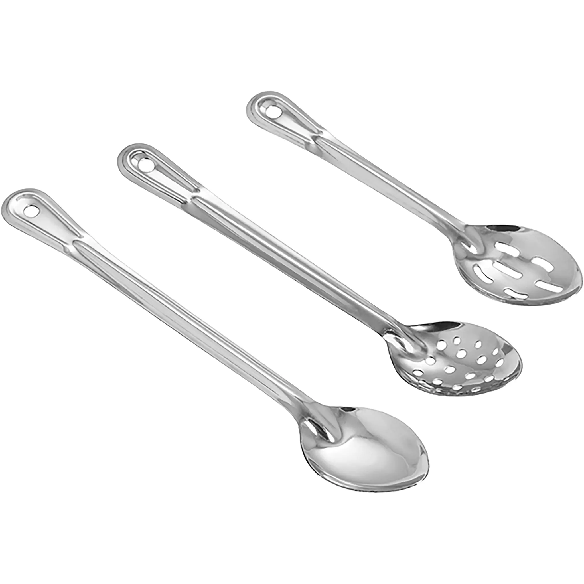 Winco Heavy-Duty Stainless Steel Basting Spoon - Various Sizes-Phoenix Food Equipment