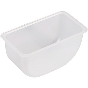 Winco white plastic insert for condiment holder, deep narrow rectangular compartment with lipped rim