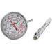 Winco instant read pocket thermometer with stainless steel dial and probe, shown with its white protective sleeve