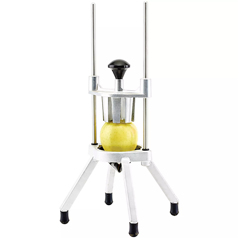 Winco Kattex FWS-series fruit wedge quick slicer with a whole yellow fruit loaded under the pusher cup