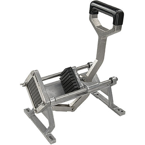 Phoenix HFF-Series heavy duty french fry cutter with black grip lever handle and stainless blade, floor angle view