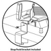 Winco Kattex TTS series tomato slicer line drawing showing the included stop and hold bracket for counter mounting