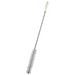 Winco kettle valve brush, long twisted wire handle with white bristle cleaning head and white grip