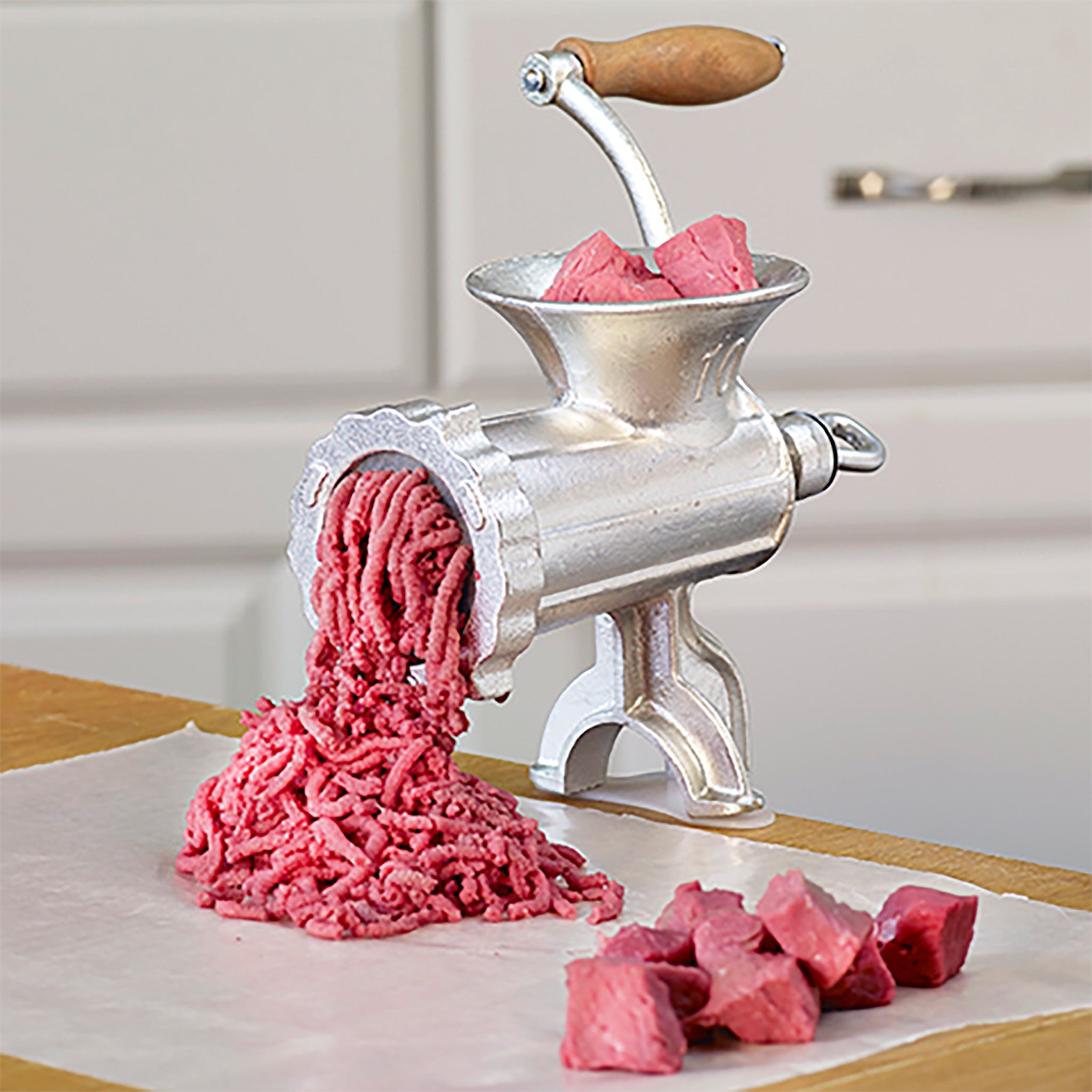 Winco MG-10 KATTEX Size 10 Cast Iron Manual Meat Grinder-Phoenix Food Equipment