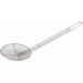 Winco nickel plated mesh skimmer with round fine mesh basket and long twisted wire handle with hanging loop