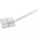 Winco nickel plated mesh skimmer with square fine mesh basket and long twisted wire handle with hanging loop