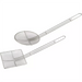 Winco nickel plated mesh skimmers with long wire handles, round and square basket styles shown together