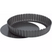Winco non-stick aluminized carbon steel quiche pan in dark grey with fluted edge, removable base set beside the ring