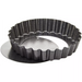 Winco non-stick aluminized carbon steel quiche pan, dark grey fluted ring with its removable bottom shown behind it