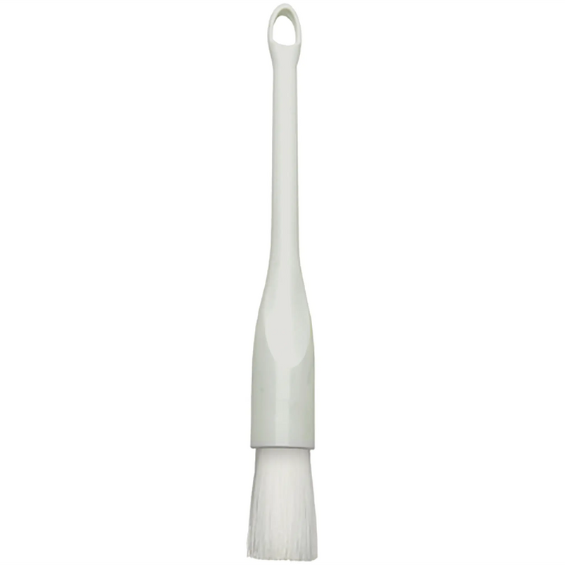 Winco nylon pastry and basting brush, narrowest size with slim white handle and round nylon bristles