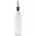 Winco clear glass oil and vinegar cruet bottle with stainless steel spout pourer, front view
