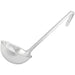 Winco one-piece stainless steel ladle with long hooked handle, largest wide bowl size option