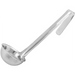 Winco one-piece stainless steel ladle with 6 inch hooked handle, second bowl size option, side view