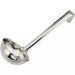 Winco one-piece stainless steel ladle with 6 inch hooked handle, sixth bowl size option, side view