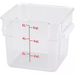 Omcan clear polycarbonate square storage container, 6 quart size with red litre and quart graduation markings