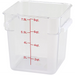 Omcan clear polycarbonate square storage container, tall 8 quart size with red litre and quart graduations