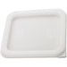 Winco PECC series white cover for square storage container, smaller size with pull tab corner