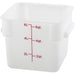 Omcan white polypropylene square storage container, 6 quart size with red litre and quart graduation markings