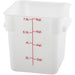 Omcan white polypropylene square storage container, tall 8 quart size with red litre and quart graduations