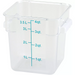 Omcan translucent polypropylene square storage container, 4 quart size with teal graduations and side handles
