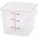 Omcan translucent polypropylene square storage container, 6 quart size with red litre and quart graduations