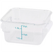 Omcan translucent polypropylene square storage container, short 2 quart size with teal litre and quart graduations