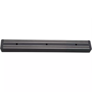 Winco plastic magnetic knife holder, smallest size, black wall-mount bar with magnetic strip and screw holes