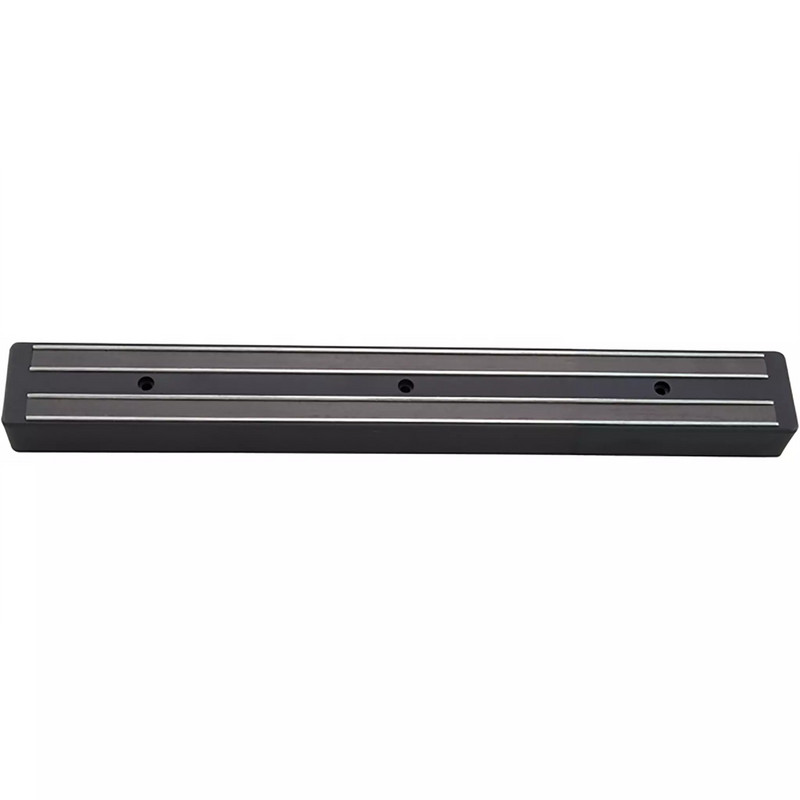 Winco plastic magnetic knife holder, smallest size, black wall-mount bar with magnetic strip and screw holes