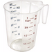 Winco clear polycarbonate 1 cup measuring cup with red and blue colour graduations and handle