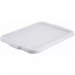 Winco polypropylene dish bin cover in white, rectangular snap-on lid with moulded edge tabs, angled top view