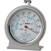 Winco stainless steel refrigerator/freezer dial thermometer with hanging hook and stand base, second size option