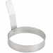 Winco round stainless steel egg ring in a larger diameter size with riveted upright handle and hanging hole