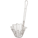 Winco round taco salad bowl fry basket, stainless wire basket that shapes tortilla bowls, with long handle