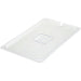 Winco SP Series clear polycarbonate food pan cover with notched corner for a ladle, largest size option