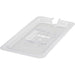 Winco SP Series clear polycarbonate food pan cover with notched edge for a ladle, third size option