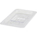 Winco SP Series clear polycarbonate food pan cover with solid flat lid and centre grip, fourth size option