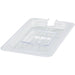 Winco SP Series clear polycarbonate food pan cover with notched edge for a ladle, fourth size option