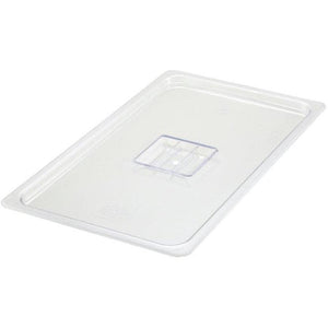 Winco SP Series clear polycarbonate food pan cover with solid flat lid and centre grip, largest size option